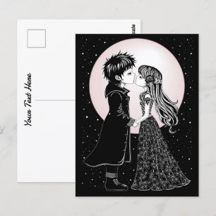 Carte Postale Gothique Emo Enfants Kiss Valentine's Day