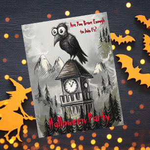 Carte Postale Gothique Fantaisiste Corbeau Drôle Halloween Ensor