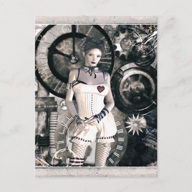 Carte Postale Gothique Filles Steampunk Au Coeur (Devant)