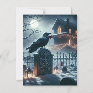 Carte Postale Gothique Nevermore Corbeau sur Poe Gravestone Noël
