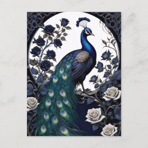 Carte Postale Gothique Peacock Rose noir