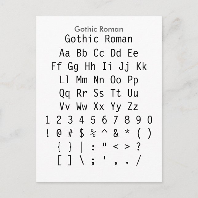 Carte Postale Gothique Roman - Feuille d'échantillonnage de poli (Devant)