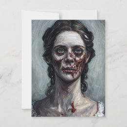 Carte Postale Gothique Zombie femme Horreur Portrait