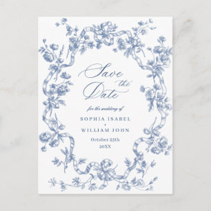 Carte Postale Grâce Ornée Victorienne Fleur Bleue Enregistrer la