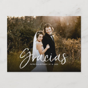 Carte Postale Gracias Chic Script Mariage Merci photo