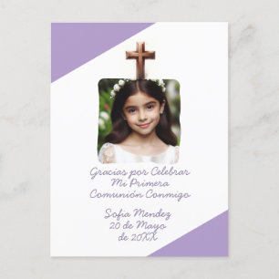 Carte Postale Gracias por Celebrar Mi Primera Comunión con Foto