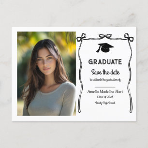 Carte Postale Graduate mûre Bows Girl Enregistrer la photo de