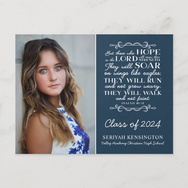 Carte Postale Graduation chrétienne Bible Verse Isaïe 40 Photo (Devant)