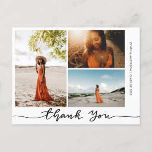 Carte Postale Graduation Elégant Merci Script Grad Photo