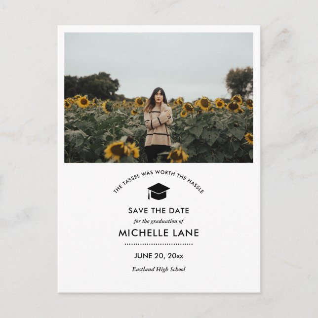 Carte Postale Graduation Enregistrer La Date Grad Photo (Devant)
