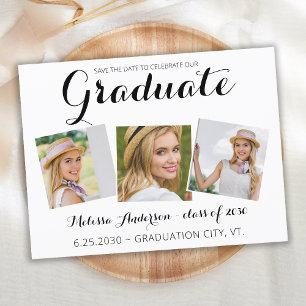 Carte Postale Graduation Enregistrer La Date Moderne Graduate 3 