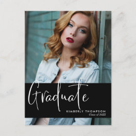 Carte Postale Graduation Faire-part Photo Script Moderne Simple