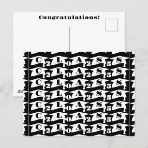Carte Postale Graduation Graduate Classe De 2025 Noir Et Blanc
