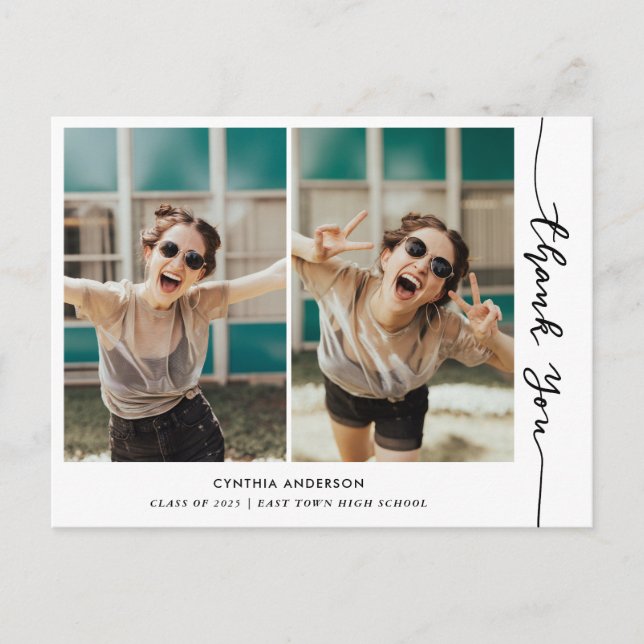 Carte Postale Graduation Merci moderne Script Photo Collage (Devant)