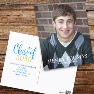 Carte Postale Graduation Moderne Minimaliste Script Classe De Bl