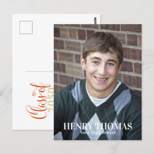 Carte Postale Graduation Moderne Minimaliste Script Orange