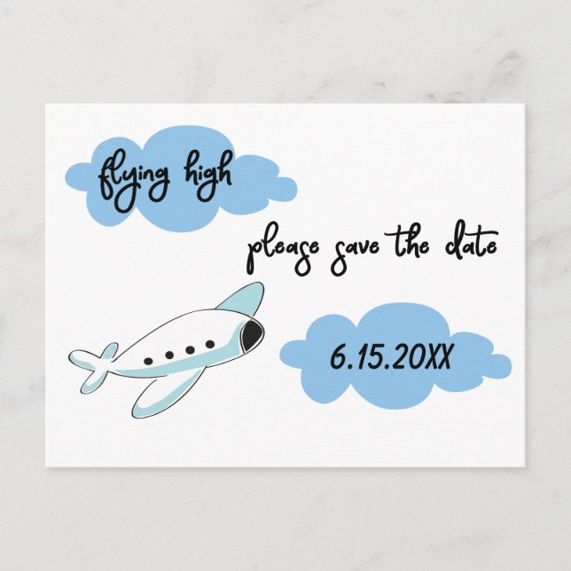 Carte Postale Graduation Moderne Volant High Plane Cloud (Devant)