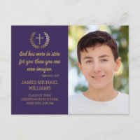 Graduation Party Bible Verse Photo Purple Gold
