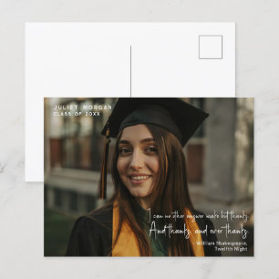 Carte Postale Graduation photo moderne Citation simple Merci