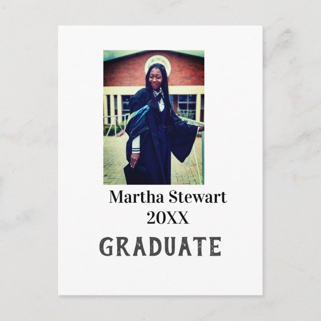 Carte Postale Graduation photo name year class university simple (Devant)