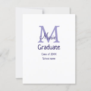 Carte Postale Gradué ajouter nom monogramme violet simple m mini