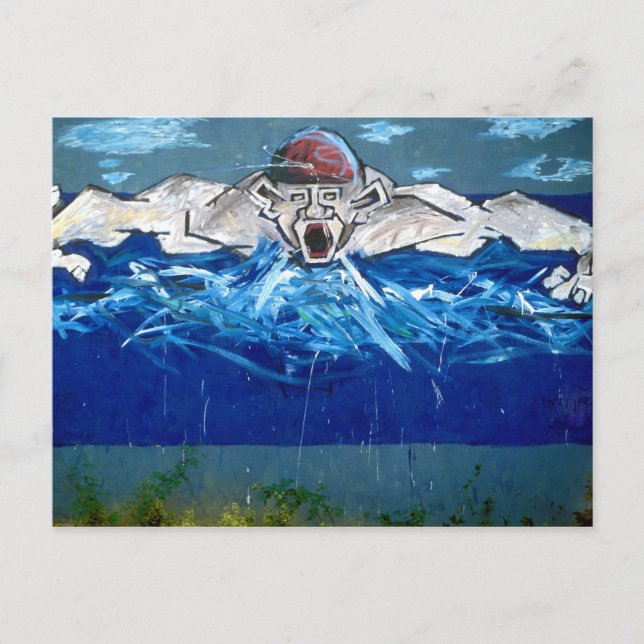 Carte Postale Graffiti : le nageur - (Devant)