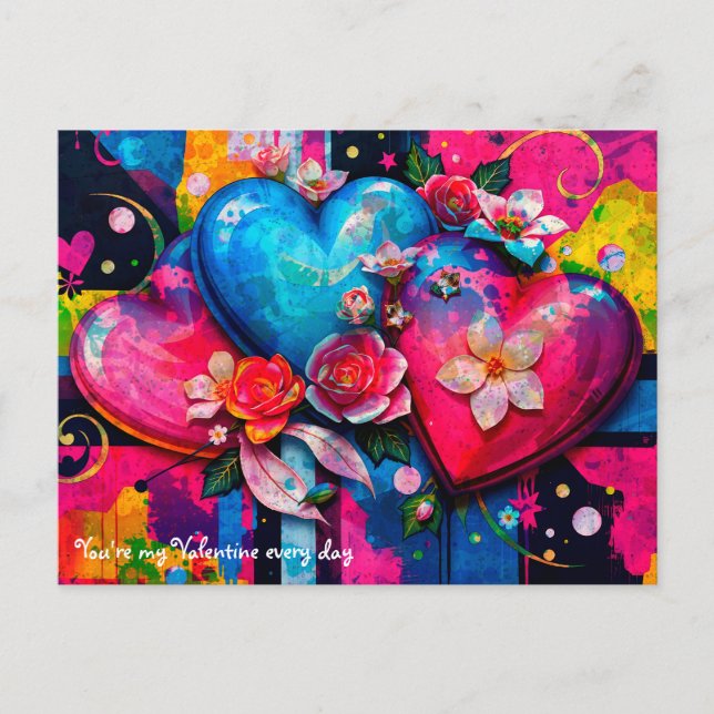 Carte Postale [Graffiti Love} Goth Grunge Valentines Day (Devant)