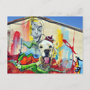 Carte Postale Graffiti mural de chien