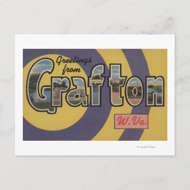 Carte Postale Grafton, Virginie-Occidentale - Grandes lettres sc (Devant)