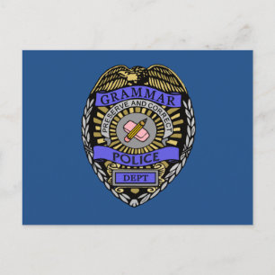 Carte Postale Grammaire Police Dept Badge Pencil Effaser