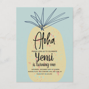Carte Postale Grand Art Pineapple Anniversaire Tropical Eté Aloh