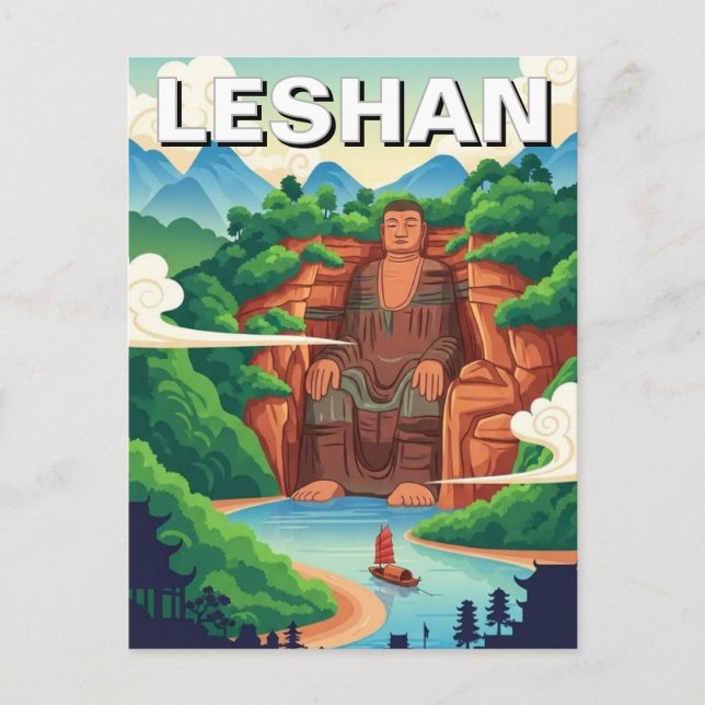 Carte Postale Grand Bouddha de Leshan, Chine (Devant)