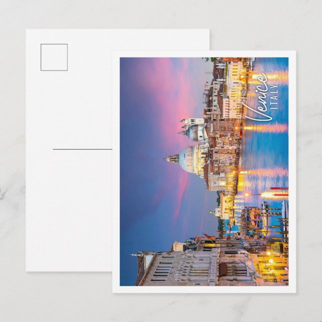 Carte Postale Grand canal à venise Italie avec père Noël maria (Devant / Derrière)