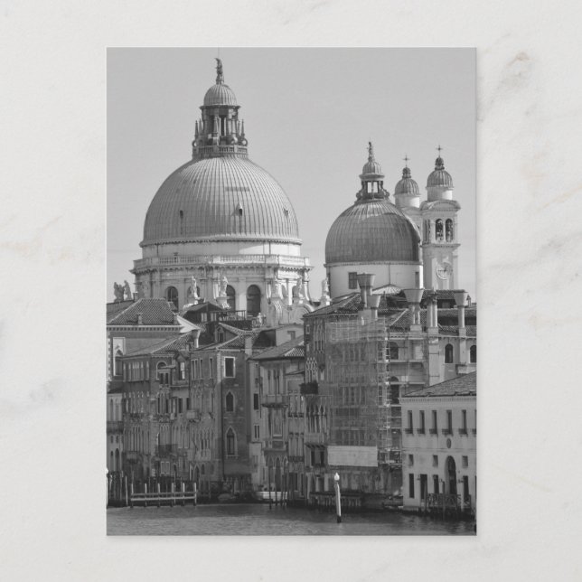 Carte Postale Grand Canal noir et blanc Venise Italie Voyage (Devant)