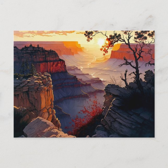 Carte Postale Grand Canyon à Sunset Digital Peinture (Devant)