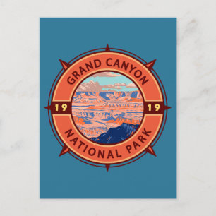 Carte Postale Grand Canyon Parc national Emblem Retro Compass