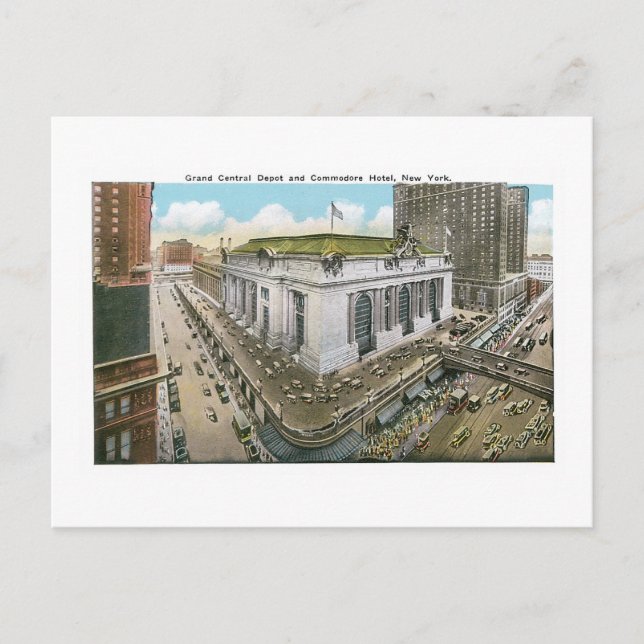 Carte Postale Grand Central Depot and Commodore Hotel, New York (Devant)