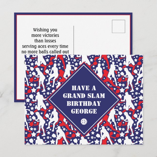 Carte Postale Grand Chelem américain de Pickleball (Devant / Derrière)