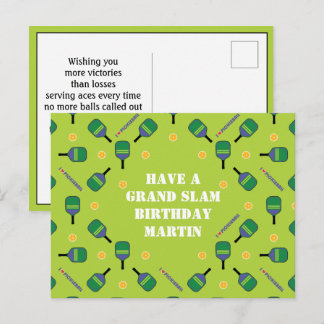 Carte Postale Grand Chelem d'anniversaire de Pickleball Personna