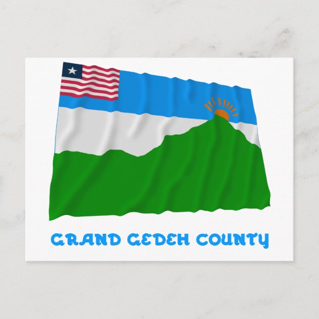 Carte Postale Grand Gedeh Comté Drapeau agitant avec nom (Devant)