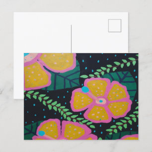 Carte Postale Grand Hibiscus jaune sur le noir