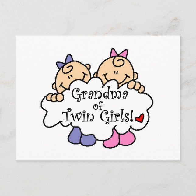 Carte Postale Grand-mère de Twin Girls Tshirts et cadeaux (Devant)