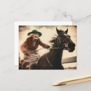 Carte Postale Grand-mère et son cheval de course