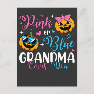 Carte Postale Grand-mère rose ou bleue t'aime Citrouille bébé