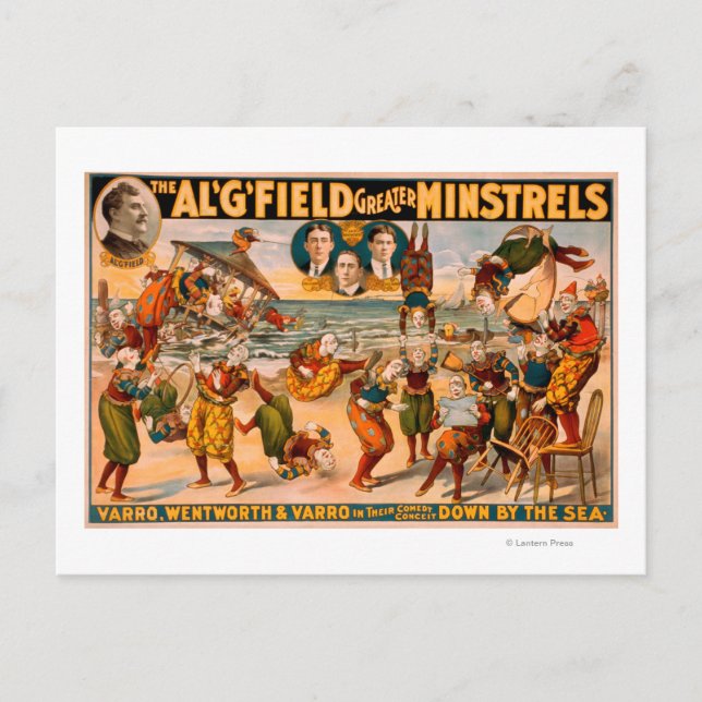 Carte Postale Grand Minstrels - Bunch of Clowns à la plage (Devant)
