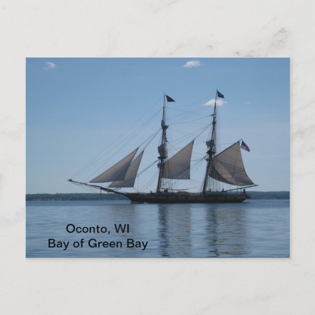Carte postale - Grand navire, Baie Verte, WI (Devant)