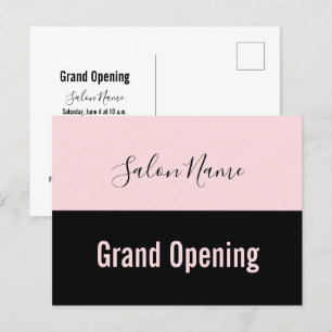 Carte Postale Grand Ouverture Pale Rose Noir Beauté Nom du salon