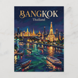 Carte Postale Grand Palais et Chao Phraya River Thaïlande