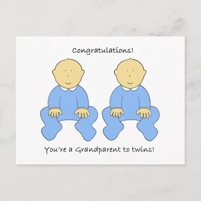Carte Postale Grand-parent à jumeaux garçons Félicitations (Devant)