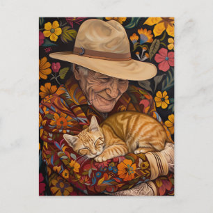 Carte Postale Grand-Père Et Son Chat